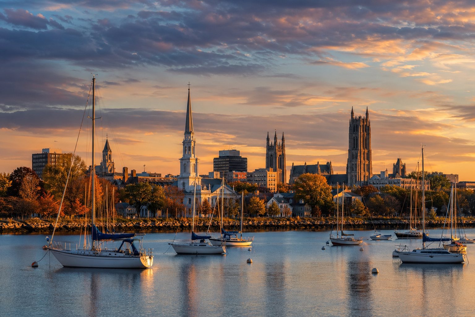 Modern photograph of the Hartford skyline and Connecticut River at dusk representing Credo Enterprise' Connecticut service area